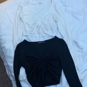 BUNDLE! 2 ruched front long sleeves XS
